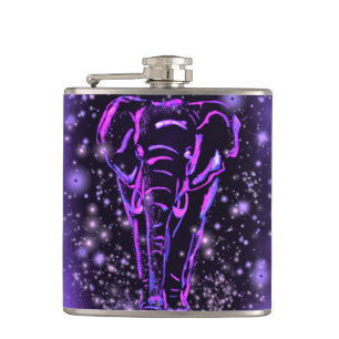 Elephants Walking At Starry Night Flask Gift