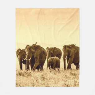 Elephants walking Fleece Blanket