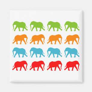 Elephants Walking Pattern Magnet