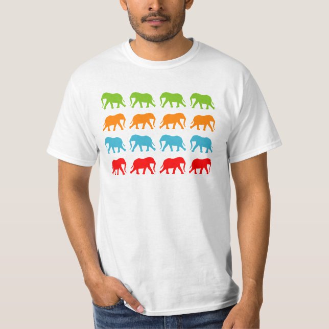 Elephants Walking Pattern T-Shirt (Front)