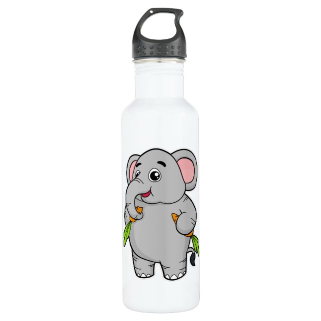 Elephants with Carrots 710 Ml Water Bottle (Front)