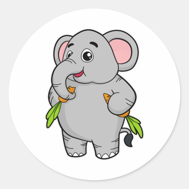 Elephants with Carrots Classic Round Sticker (Front)