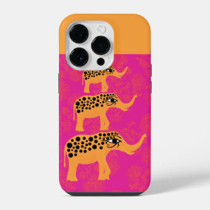Elephants with Horus Eye Hot Pink Funky iPhone 14 Pro Case