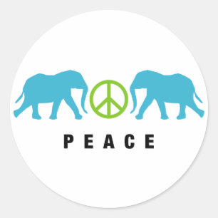 Elephants with Peace Classic Round Sticker