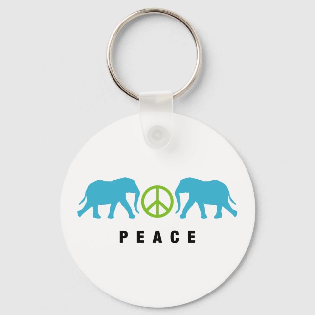 Elephants with Peace Key Ring (Front)