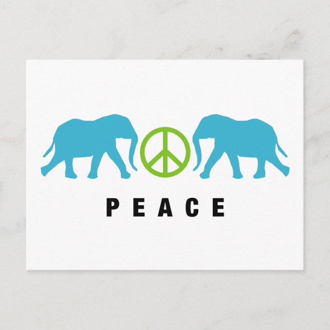 Elephants with Peace Postcard (Front)