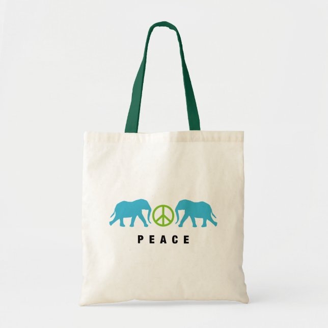 Elephants with Peace Tote Bag (Front)