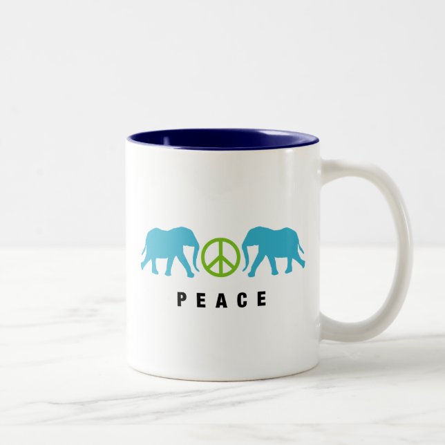 Elephants with Peace Two-Tone Coffee Mug (Right)