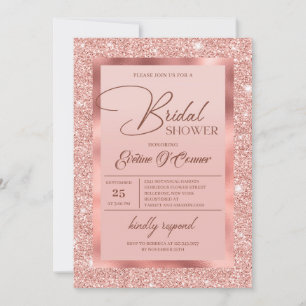 Eletgant rose gold glitter and rose gold foil invitation