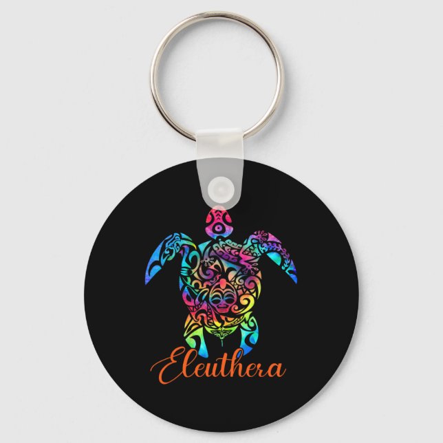Eleuthera Bahamas Sea Turtle Family Vacation Summe Key Ring (Front)