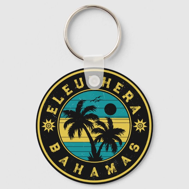 Eleuthera Island Bahamas Palm Tree Souvenirs Key Ring (Front)