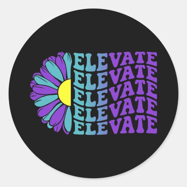 Elevate Prevention Awareness Suower Classic Round Sticker (Front)