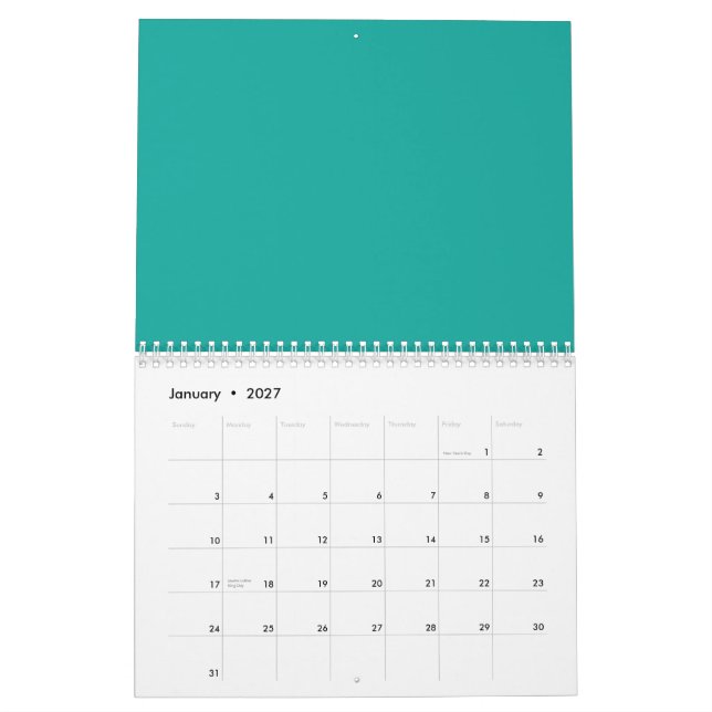 Elevate Your Design with a Green Background  Calendar (Jan 2027)