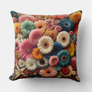 Elevate Your Space Colorful Gerbera Daisy Floral  Cushion