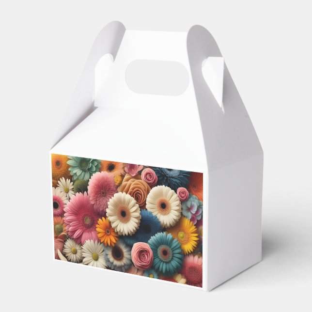 Elevate Your Space Colourful Gerbera Daisy Floral  Favour Box (Front Side)