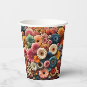 Elevate Your Space Colourful Gerbera Daisy Floral Paper Cups