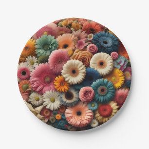 Elevate Your Space Colourful Gerbera Daisy Floral Paper Plate