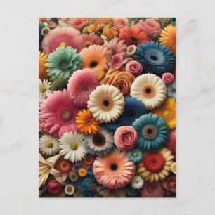 Elevate Your Space Colourful Gerbera Daisy Floral  Postcard