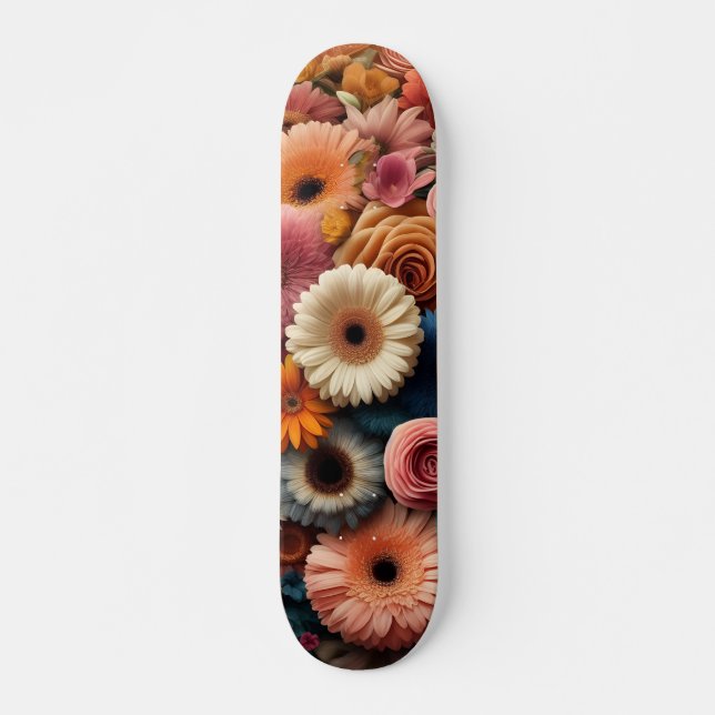 Elevate Your Space Colourful Gerbera Daisy Floral  Skateboard (Front)