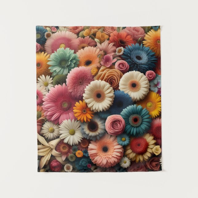 Elevate Your Space Colourful Gerbera Daisy Floral  Tapestry (Front)