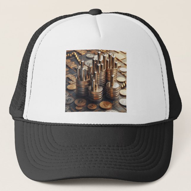 Elevate your space with trading-inspired art. 04 trucker hat (Front)