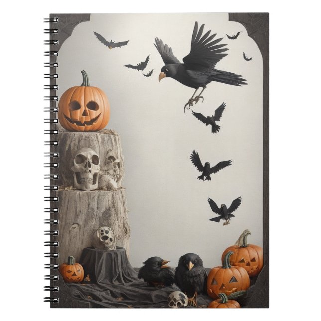 Elevate Your Spooky Storytelling with Crow / Skull Notebook (Front)