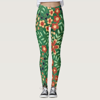 Elevate Your Vibes with Green Japanese Floral  Leggings