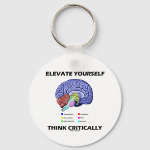 Elevate Yourself Think Critically Brainy Advice Key Ring