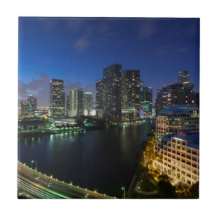 Elevated city skyline from Brickell Key Ceramic Tile