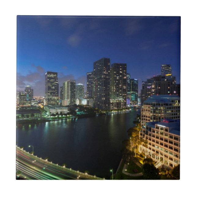 Elevated city skyline from Brickell Key Ceramic Tile (Front)