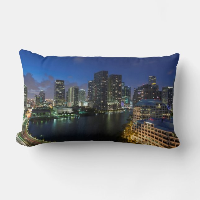 Elevated city skyline from Brickell Key Lumbar Cushion (Front)