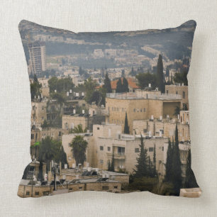 Elevated city view from Jerusalem YMCA tower Cushion