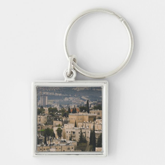 Elevated city view from Jerusalem YMCA tower Key Ring (Front)