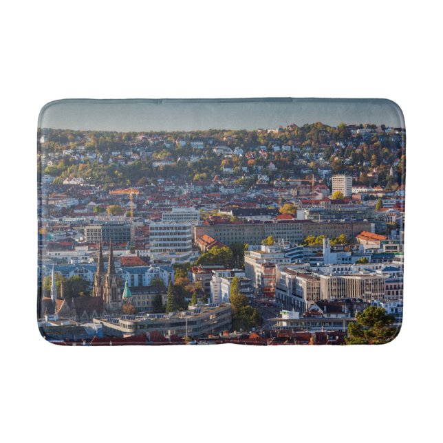 Elevated City View of Stuttgart Bath Mat (Front)