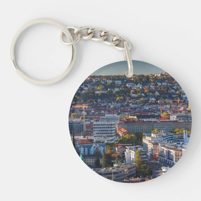 Elevated City View of Stuttgart Key Ring (Front)