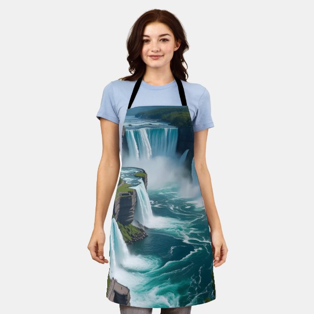 "Elevated Elegance – Waterfall Scene Cooking Apron (Worn)