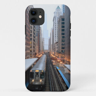 Elevated rail in downtown Chicago over Wabash iPhone 11 Case