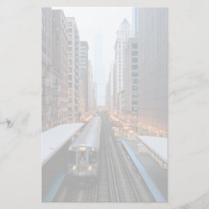 Elevated rail in downtown Chicago over Wabash Stationery