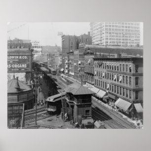 Elevated railroad Wabash Avenue Chicago Illinois Poster