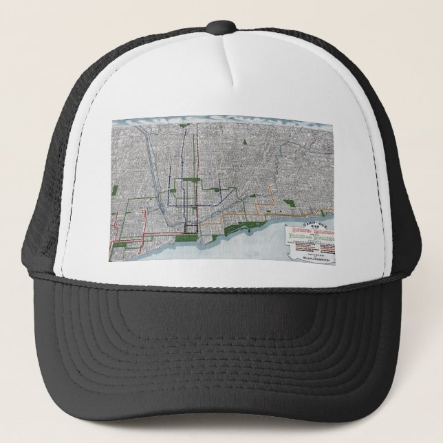 Elevated rails and the parks of Chicago 1908 Trucker Hat (Front)