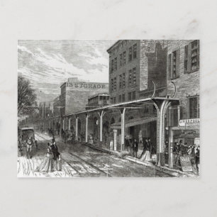 Elevated Railway in Greenwich Street, New York Postcard