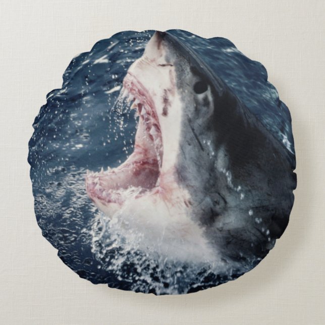 Elevated Shark mouth open Round Cushion (Front)