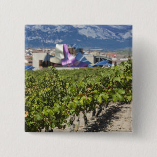 Elevated town view and Hotel Marques de Riscal 15 Cm Square Badge