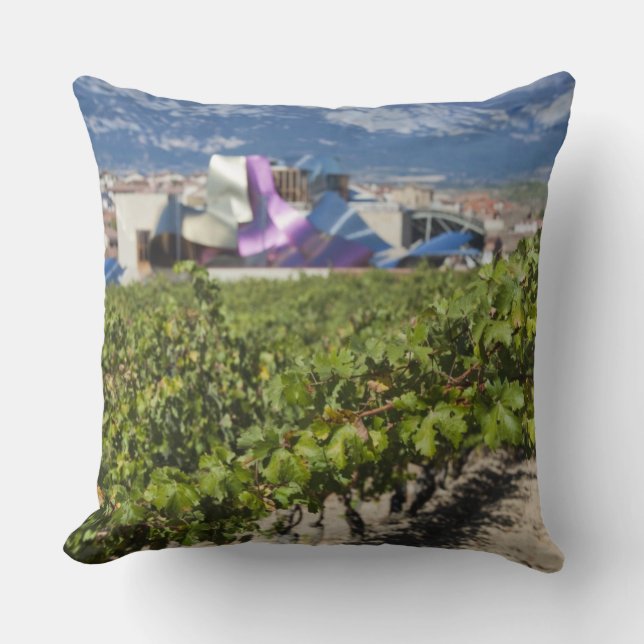 Elevated town view and Hotel Marques de Riscal Cushion (Front)