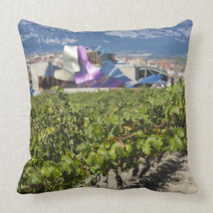 Elevated town view and Hotel Marques de Riscal Cushion