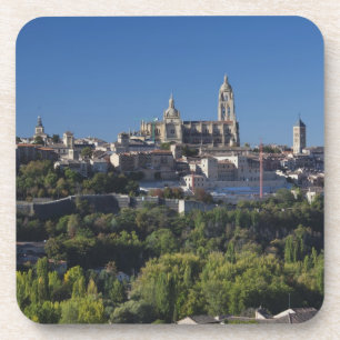 Elevated town view with the Segovia Cathedral Coaster