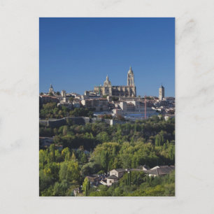 Elevated town view with the Segovia Cathedral Postcard