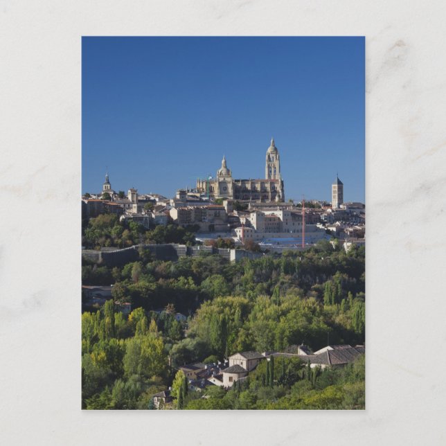 Elevated town view with the Segovia Cathedral Postcard (Front)