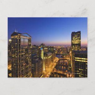 Elevated view, Chicago River Postcard