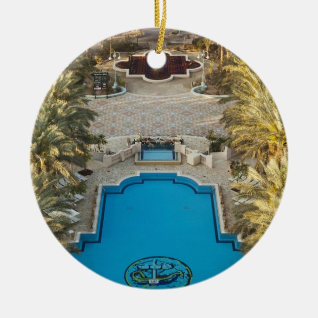 Elevated view Herods Palace Hotel swimming pool Ceramic Tree Decoration (Front)